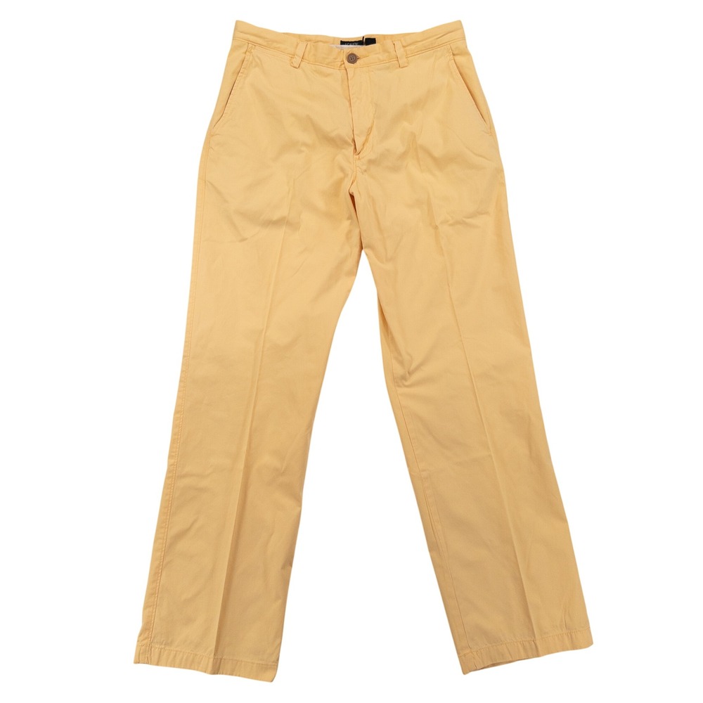 J.Crew Mens Chino Pants 32x32 Butter Yellow Straight Leg Flat Front Preppy Vtg